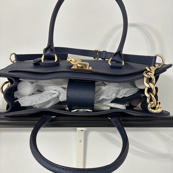 MICHAEL Michael Kors Navy Blue Leather North South Hamilton Tote - Picture 5 of 10